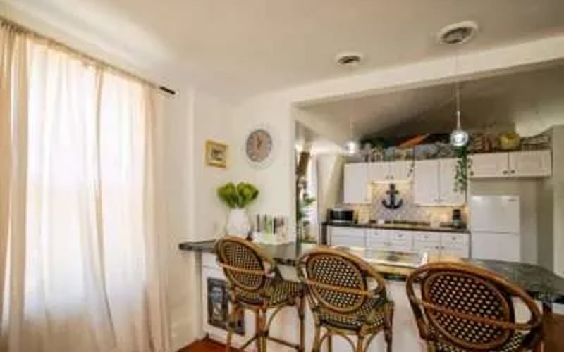 Bar stools and kitchen