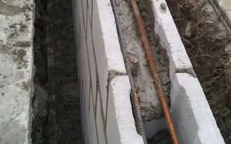Block Foundation with Rebar