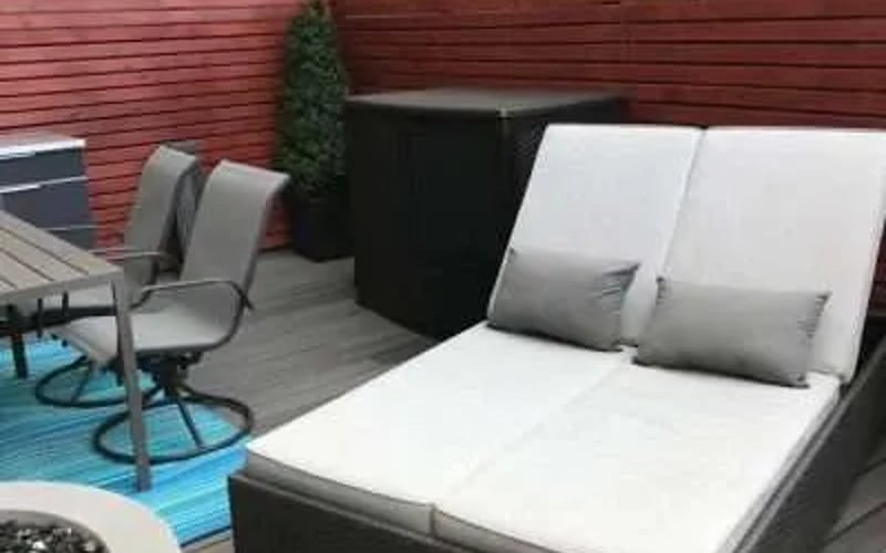Deck and backyard