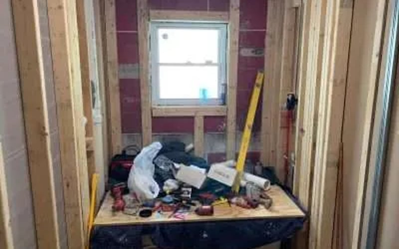 Studs and tools under construction