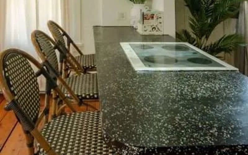 Barstools and island