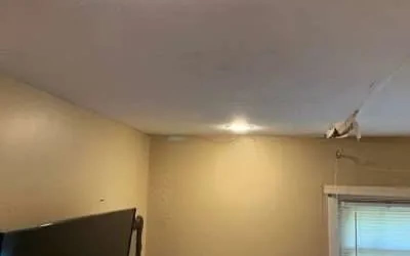 Wall and ceiling damaged